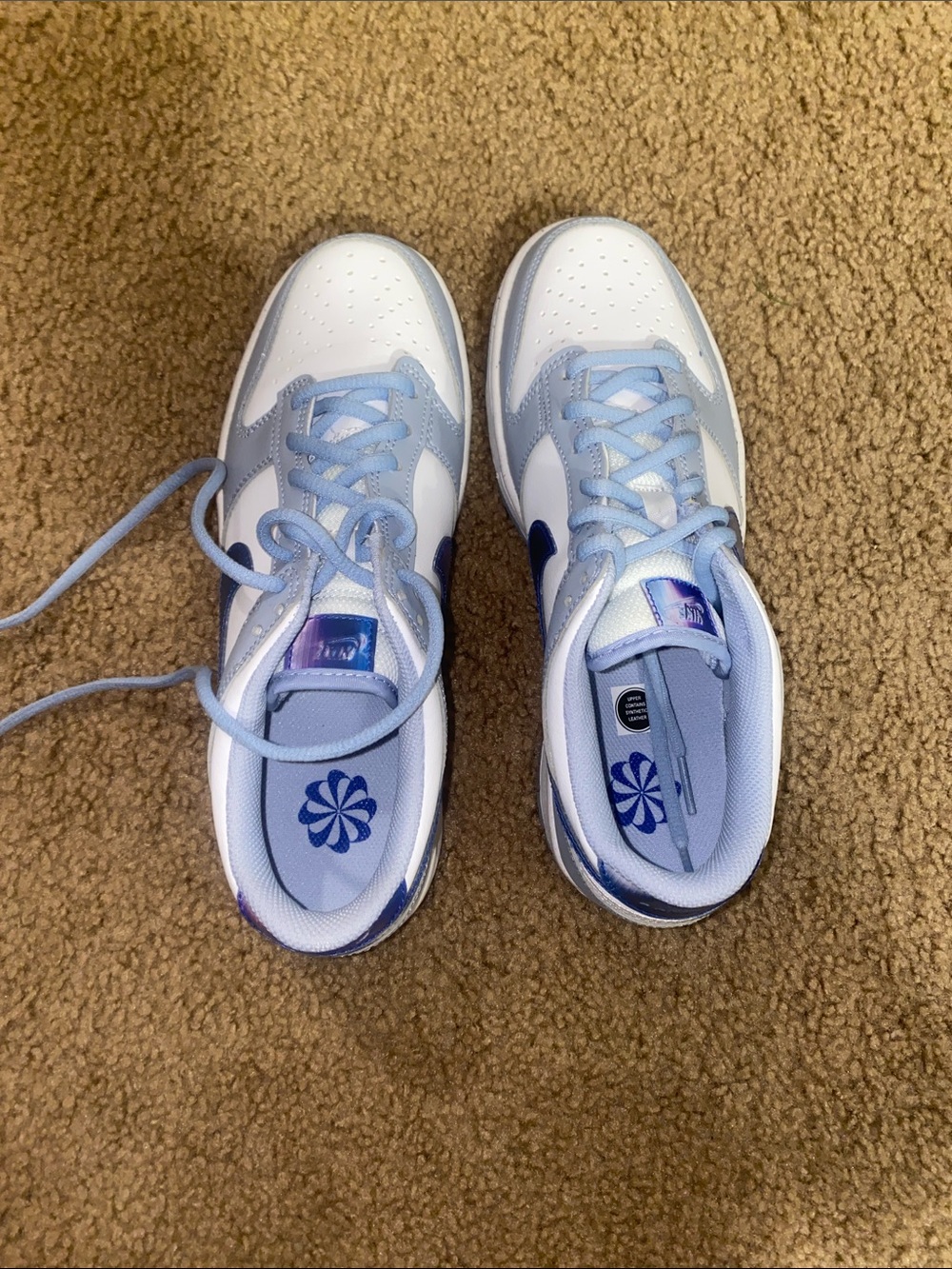 Nike Women’s Low-Top Sneakers in Light Blue and White with Navy Swoosh